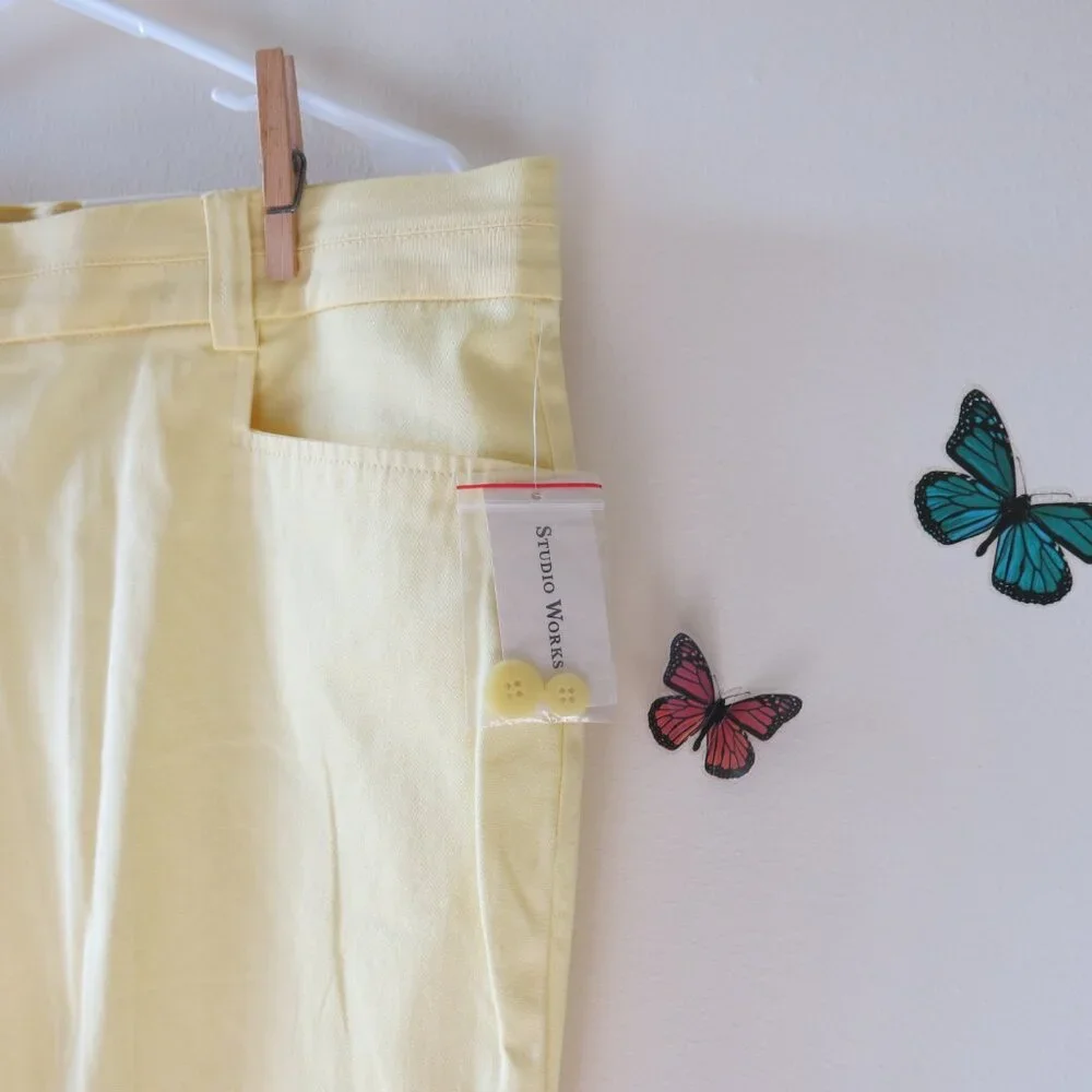 Studio Works Yellow Sunlight Cotton Capri Pants Size 16 - Picture 3 of 8